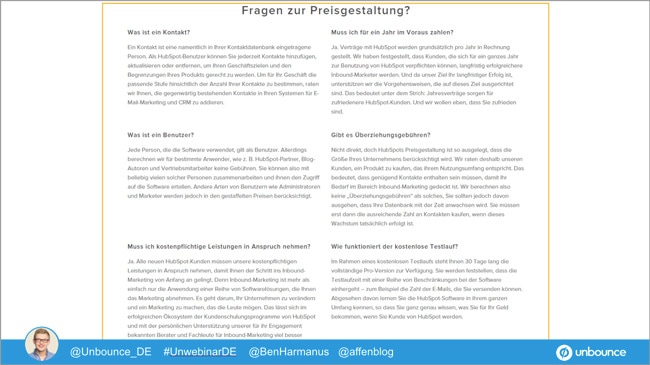 Verkaufstext für Landing Pages: Benutze ein FAQ