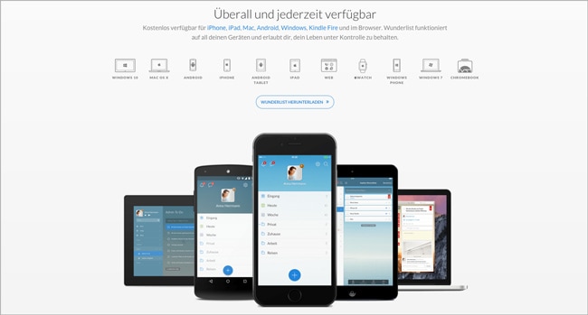 Landing Page von Wunderlist: Das abschließende Argument