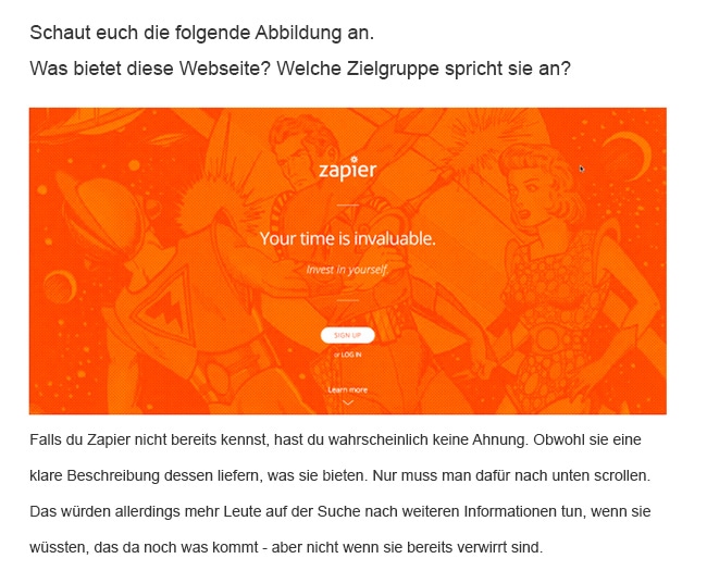 A/B-Testergebnisse der Zapier Landing Page